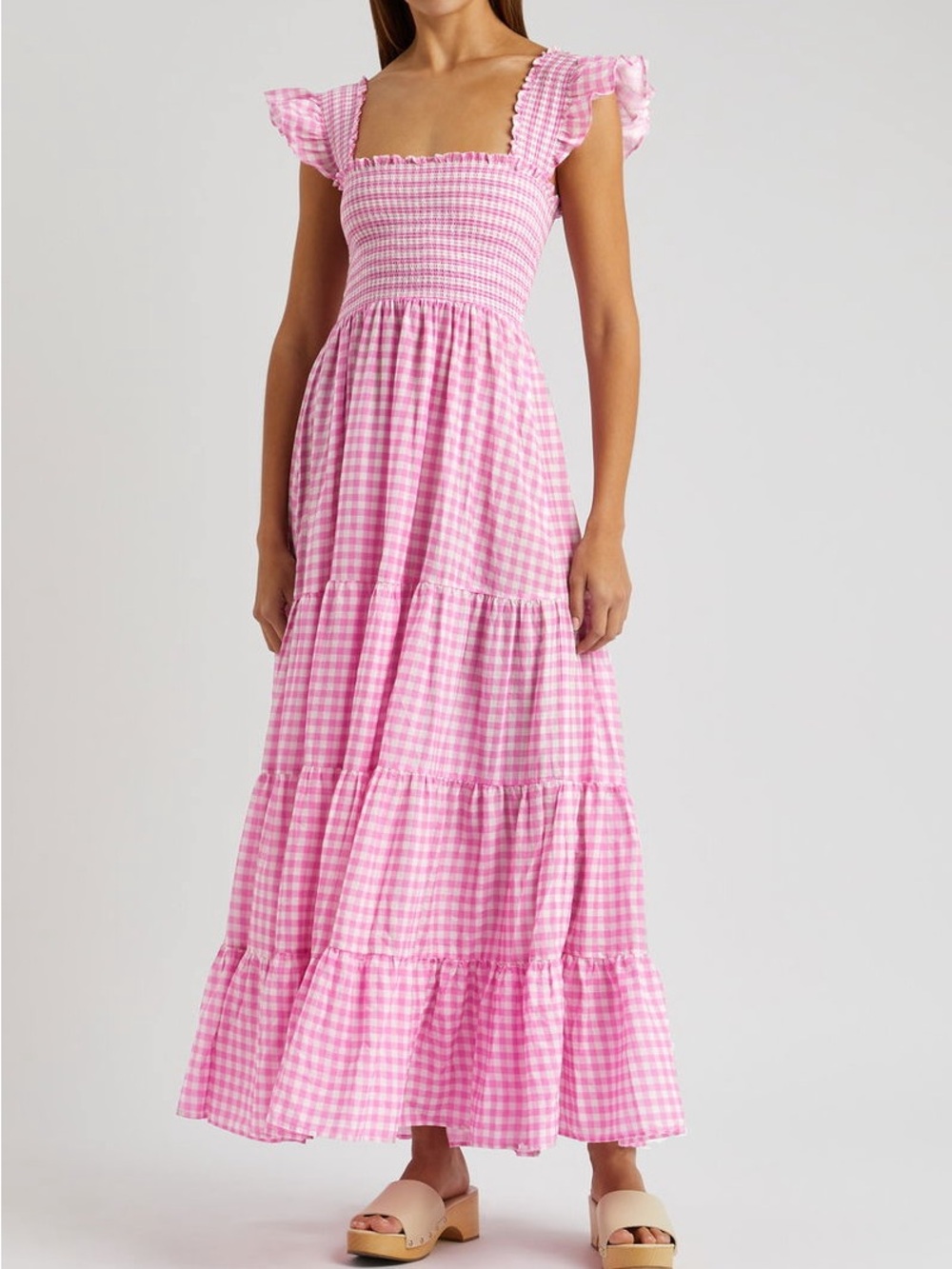 NWT - Kendall Cotton Pink Gingham Midi Dress (XL) - Picture 1 of 13